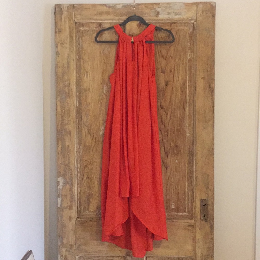 Red high low swing dress